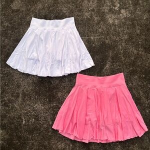 OQQ Chic White and Pink Women's Skater Skirt Set Size Medium